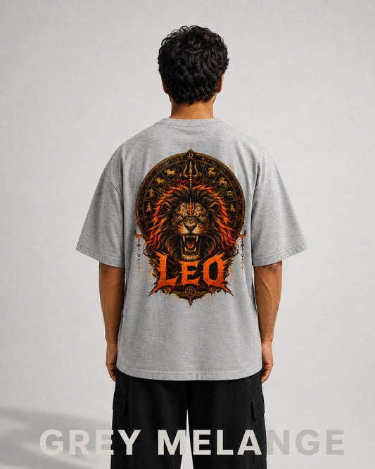 Leo Printed Oversized T-Shirt – Simha Rashi Zodiac Tee