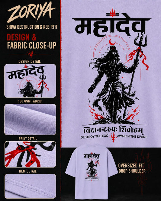 Mahadev Printed Oversized T-Shirt – Unisex Lord Shiva Tee