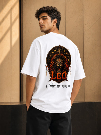 Leo Printed Oversized T-Shirt – Simha Rashi Zodiac Tee